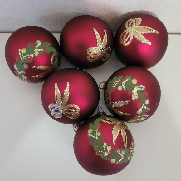 Vintage Handpainted Glass Ornaments Germany, set of 6 - Picture 5 of 6